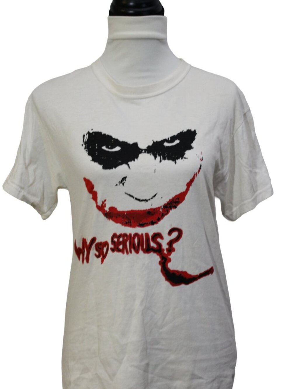 Vintage 2000s Heath Ledger Joker Graphic Tee Distressed White Dark Knight
